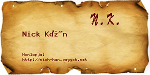 Nick Kán névjegykártya